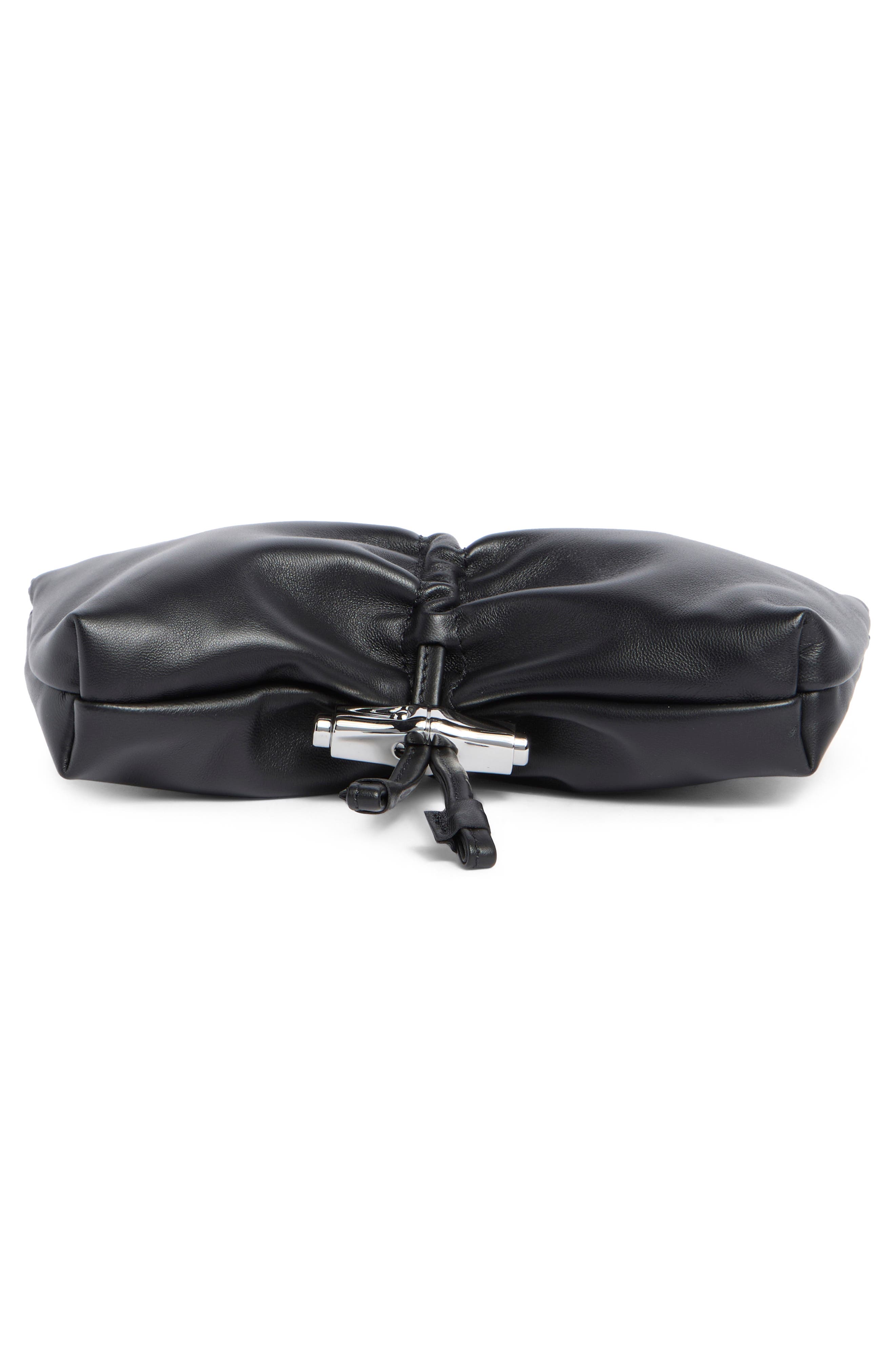 Longchamp Le Roseau Leather Clutch, Alternate, color, Black