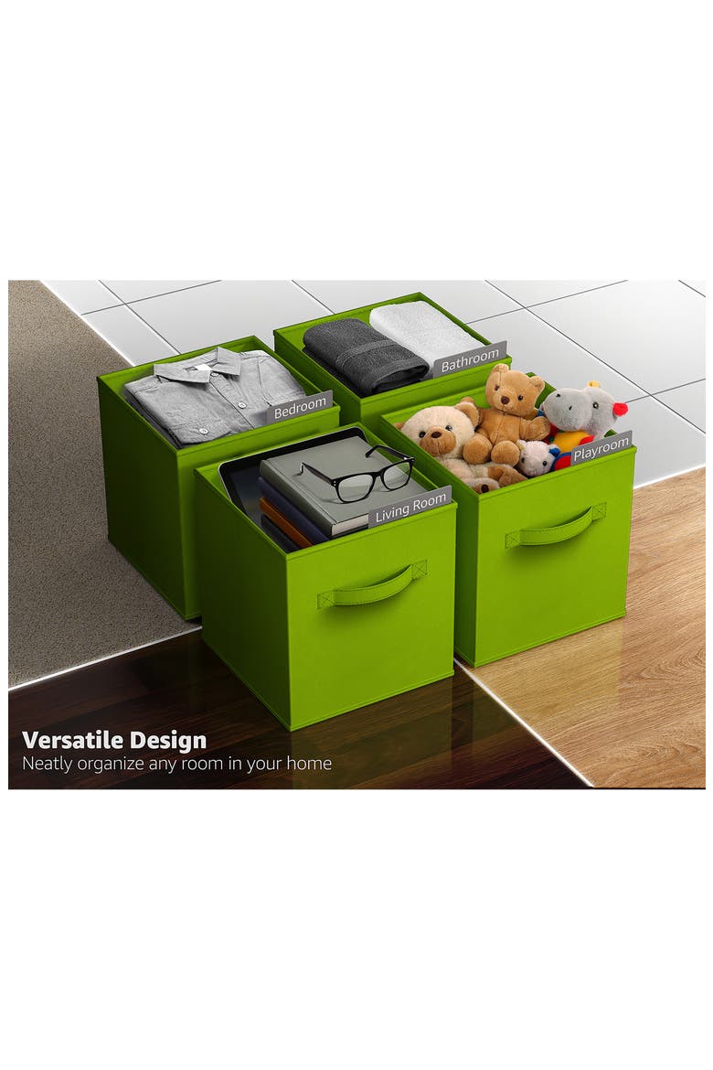 8-Piece Foldable Cube Bins, Alternate, color, DEEP RAINBOW