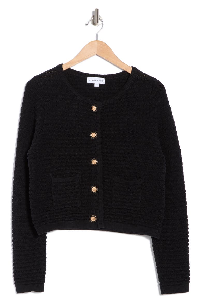 Buttoned Cardigan Sweater, Alternate, color, BLACK