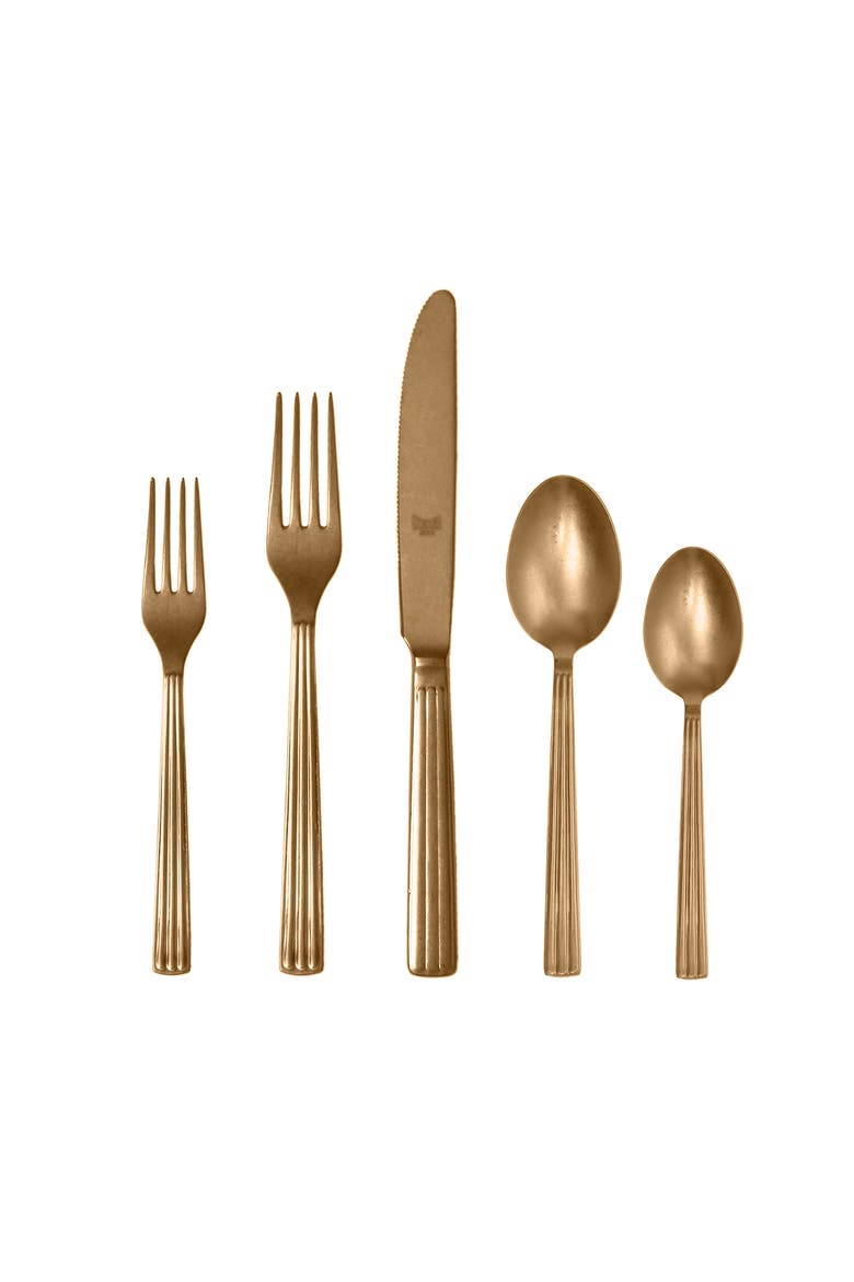 Sole Pewter Gold Flatware  Set - 5 Pieces, Main, color, Pewter Gold