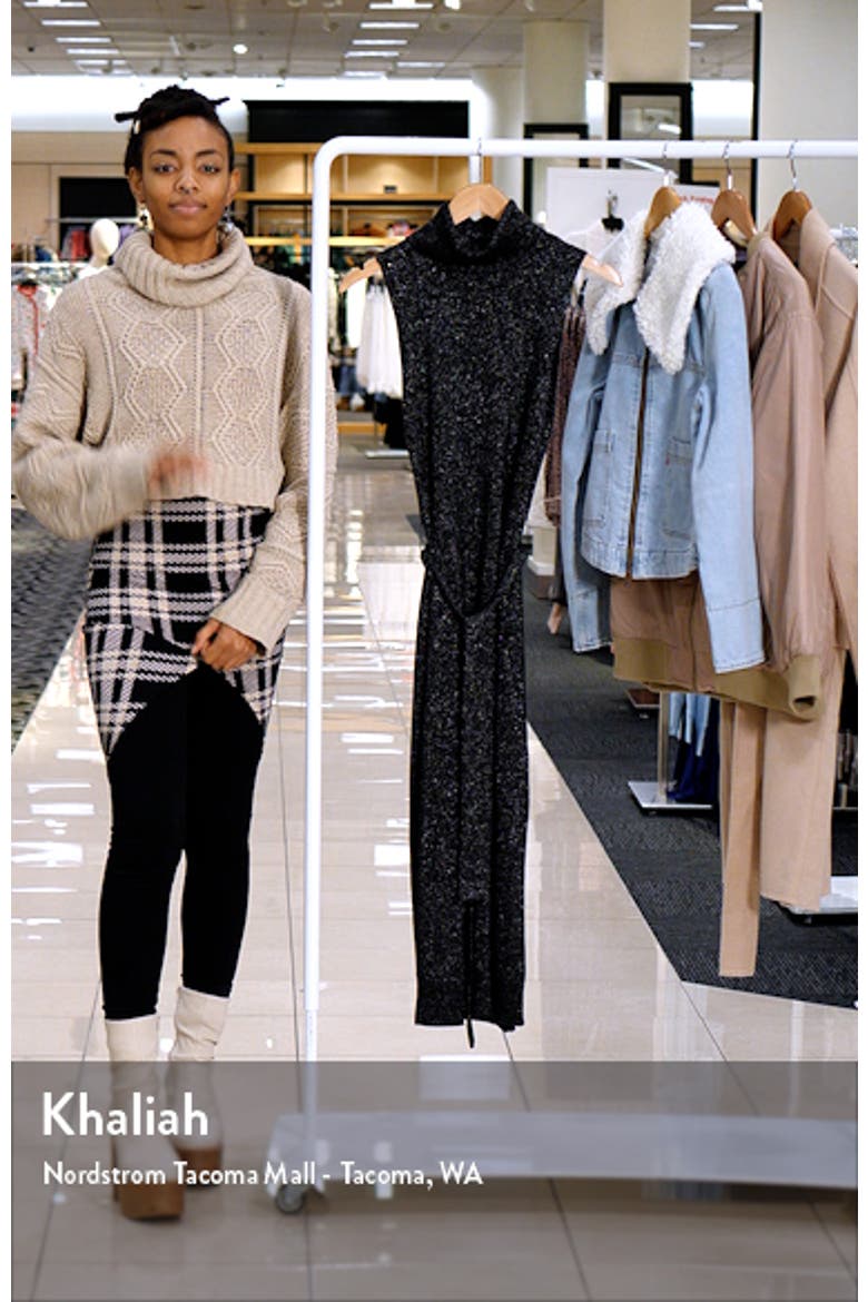 Zoelle Tie Waist Turtleneck Sweater Dress video