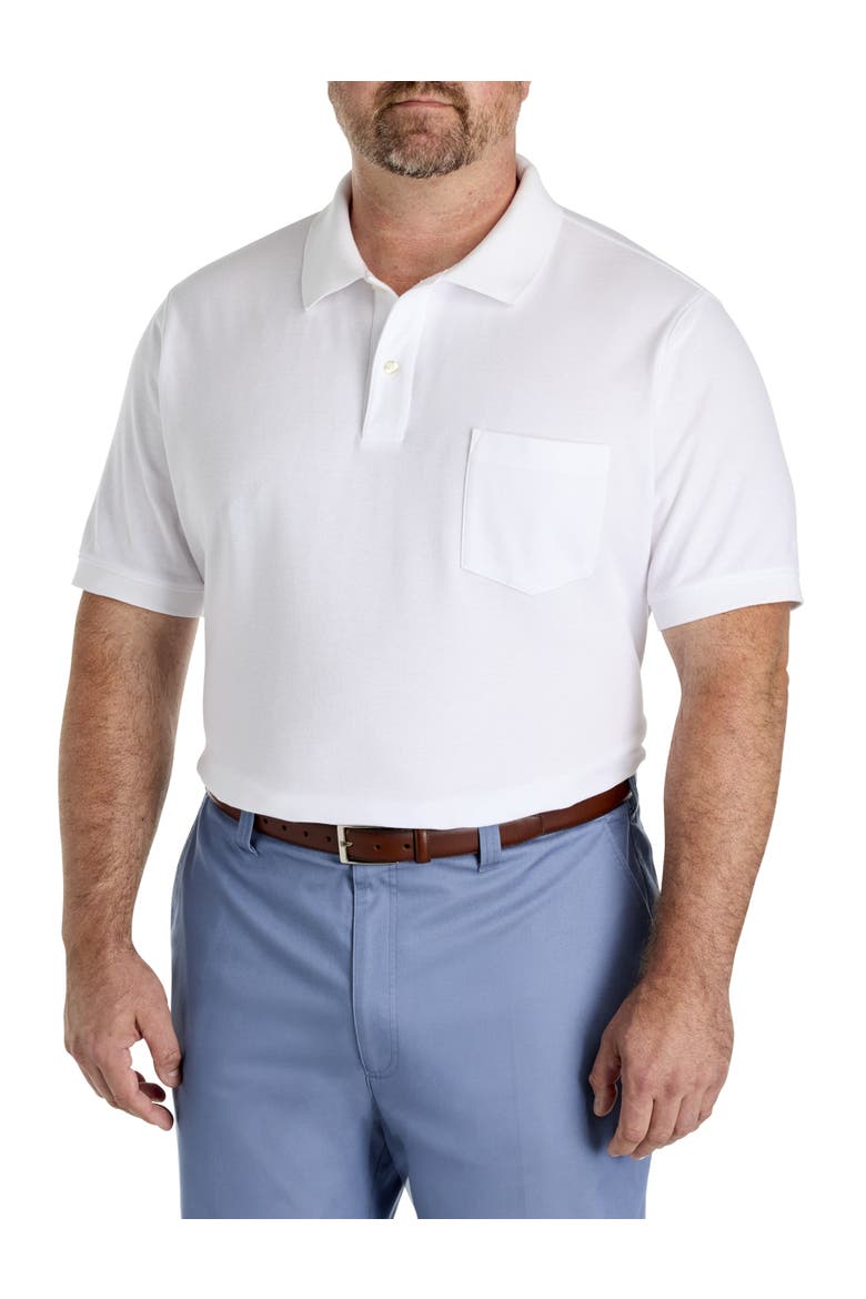 Big & Tall Pocket Piqué Polo Shirt, Alternate, color, BRIGHT WHITE