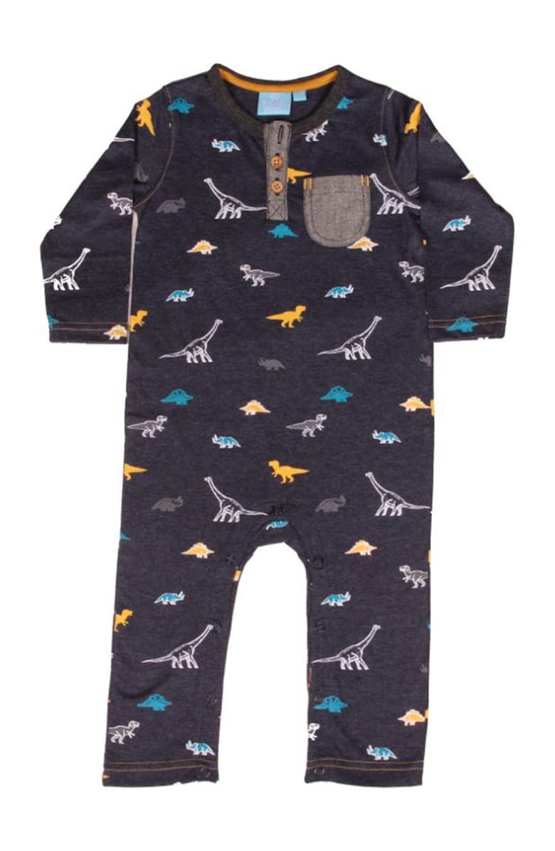 Bear Camp Dino Print Long Sleeve Bodysuit, Main, color,