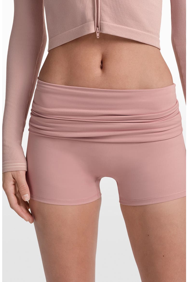 Matte Foldover Waist Shorts, Alternate, color, HIMALAYAN