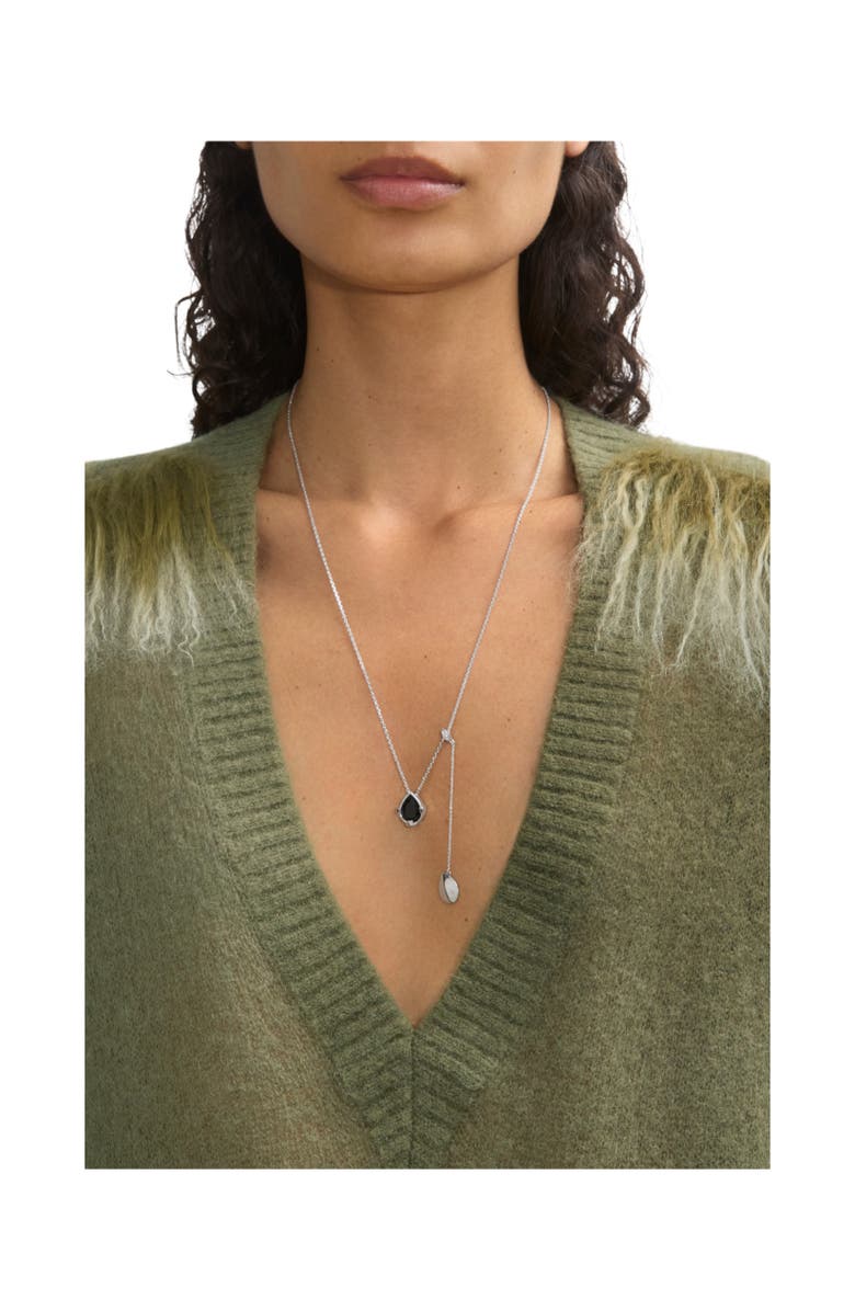 Burberry Onyx Shield Pendant Necklace, Alternate, color, Silver/Black/Clear