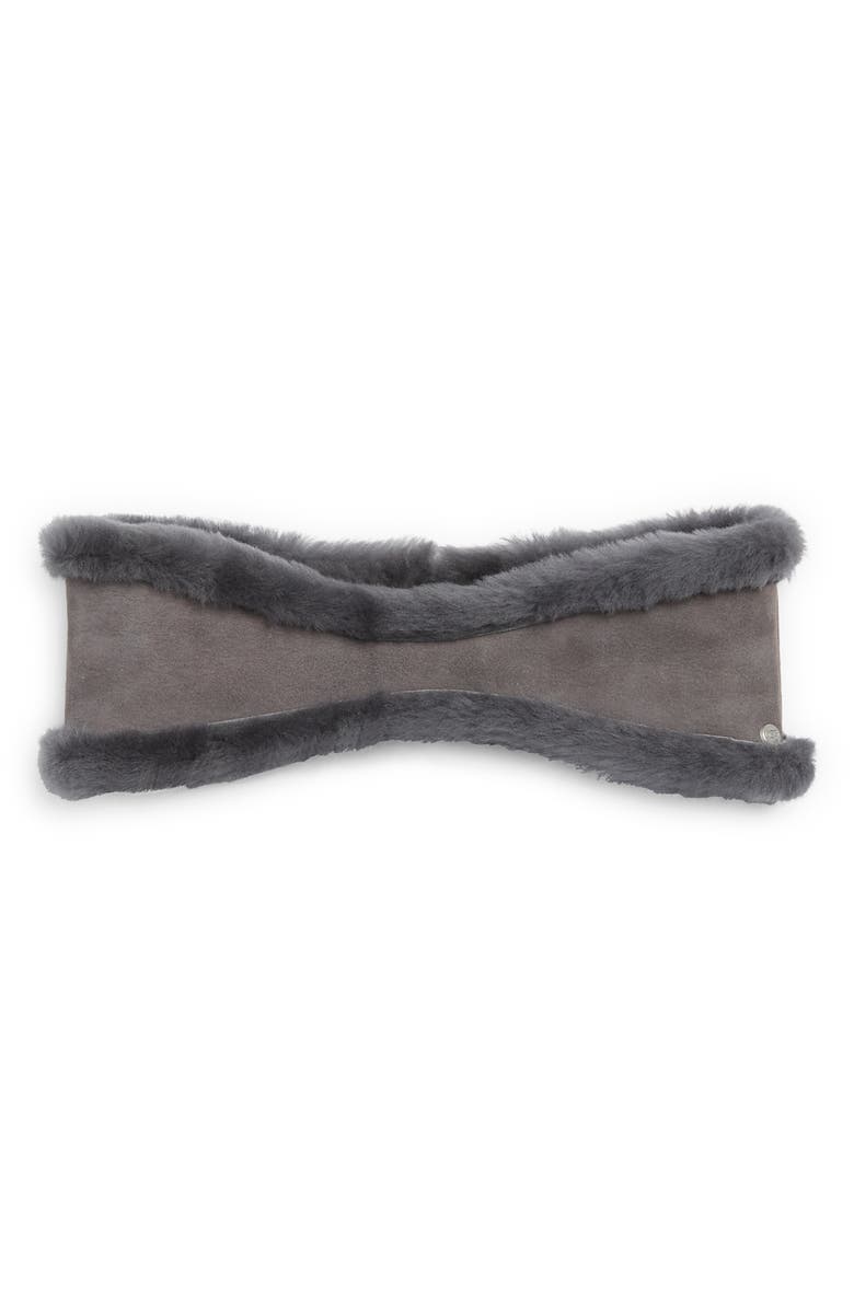 UGG<sup>®</sup> UGG Reversible Genuine Shearling Headband, Main, color, Charcoal