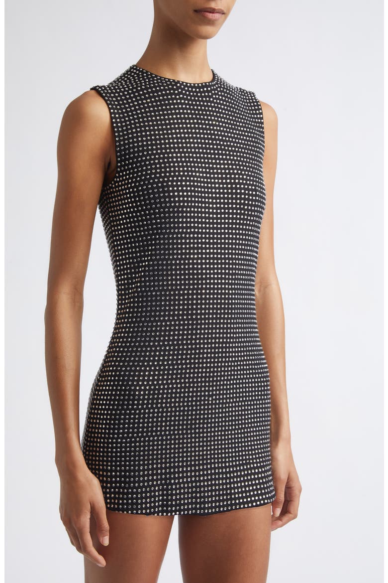 Crystal Embellished Sleeveless Minidress, Alternate, color, BLACK