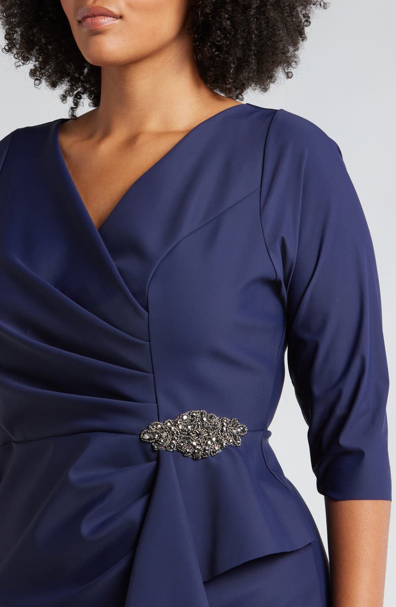 Alex Evenings Pleated Sheath Cocktail Dress, Alternate, color, Navy