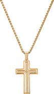 HMY JEWELRY Men's Stainless Steel Crystal Cross Pendant Necklace