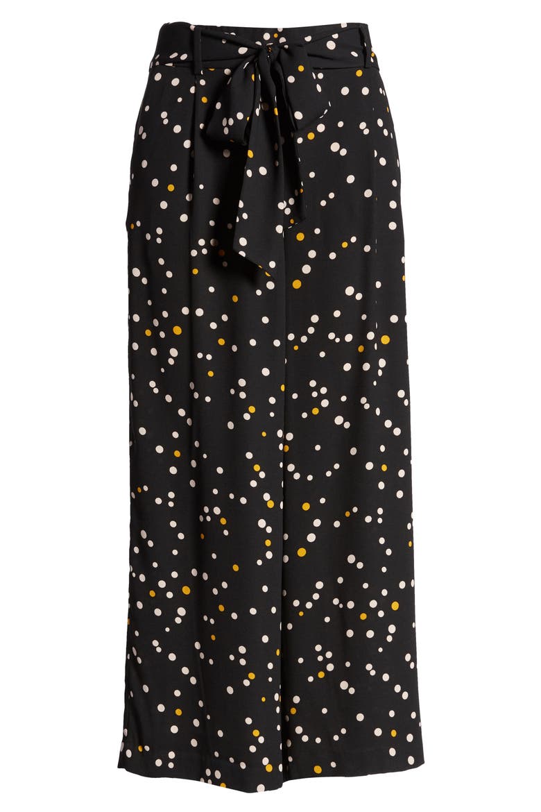 Wide Leg Crop Pants, Alternate, color, BLACK- PINK MIXED DOT