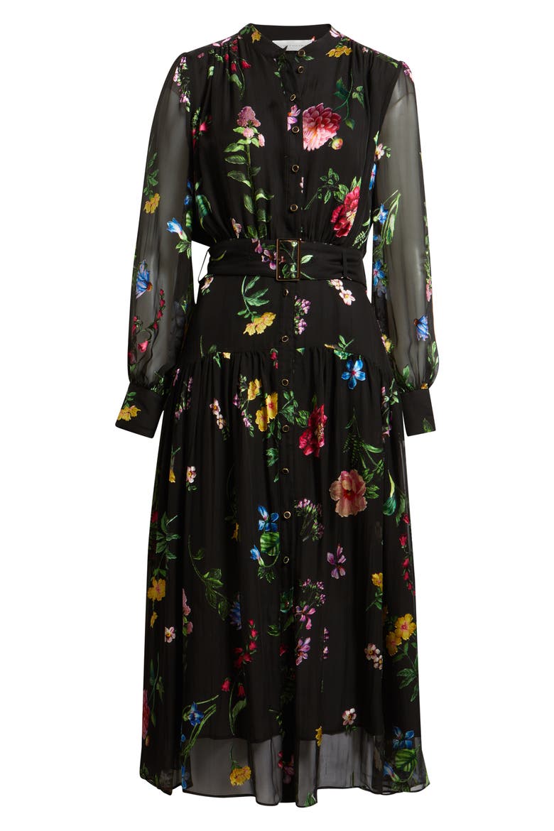 The Janice Floral Print Long Sleeve Dress, Alternate, color, NOIR DENIM GARDEN