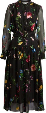 Elie Tahari The Janice Floral Print Long Sleeve Dress