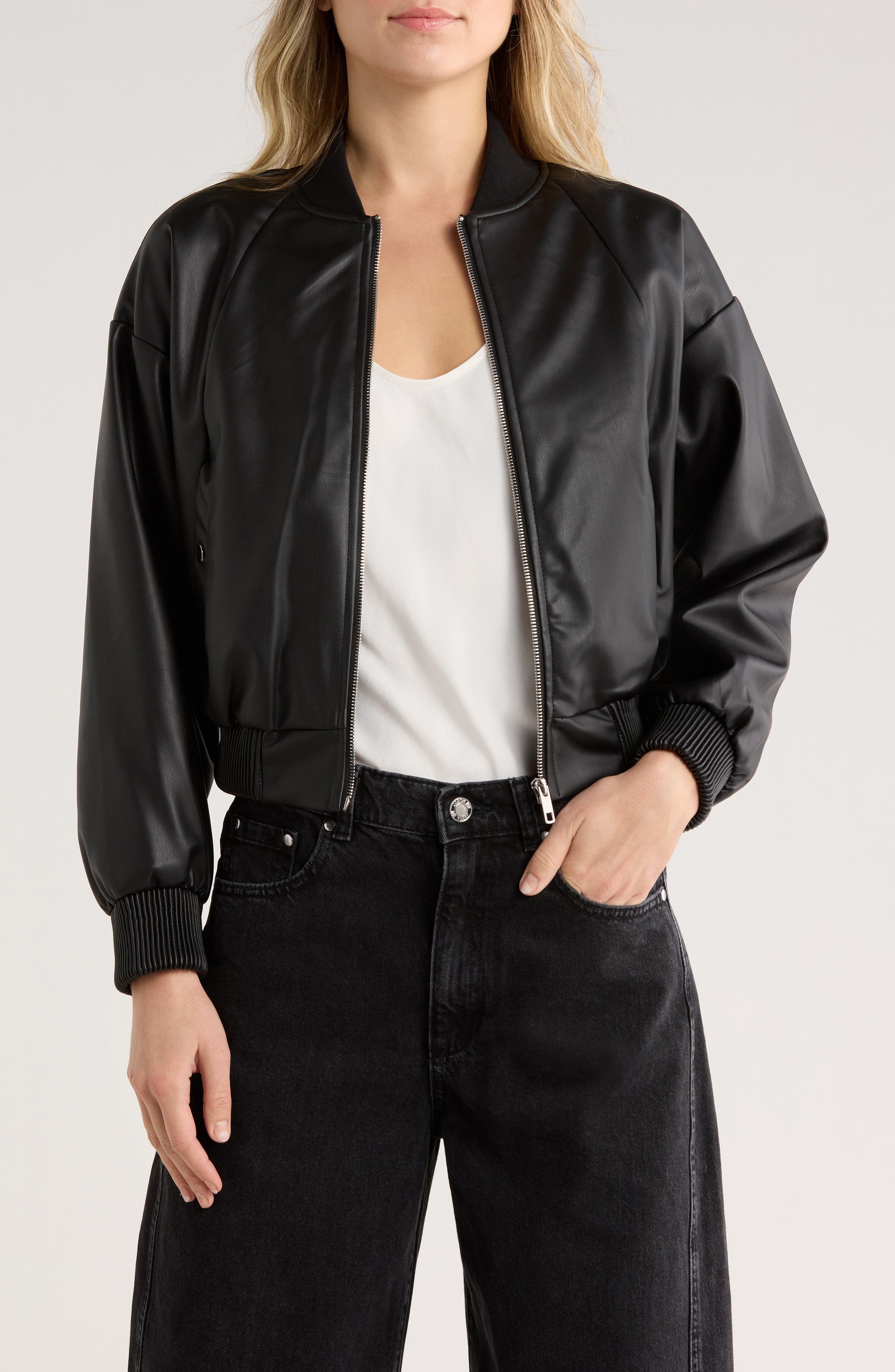 JASON WU Faux Leather Bomber Jacket