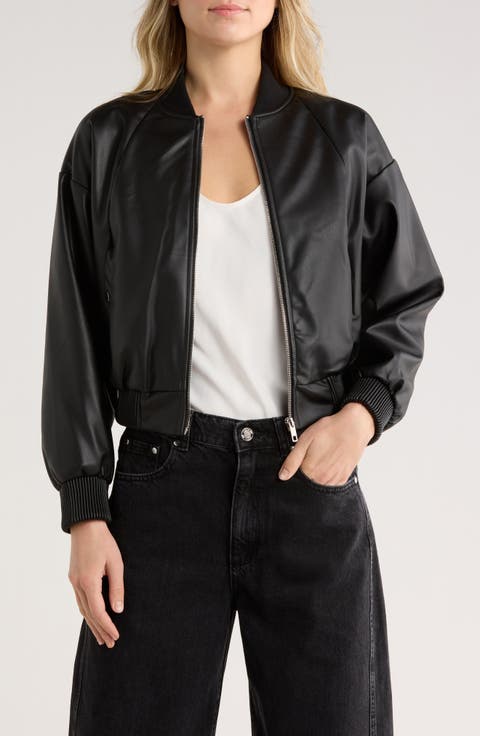 Faux Leather Bomber Jacket
