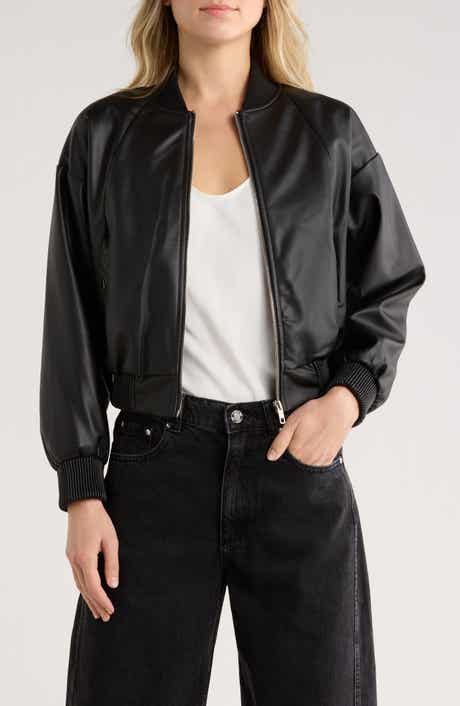 JASON WU Faux Leather Bomber Jacket
