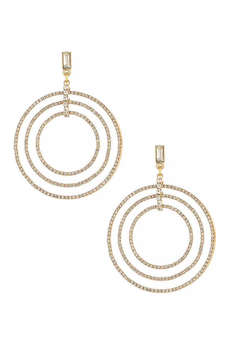 Disco Crystal Earrings, Main, color, GOLD