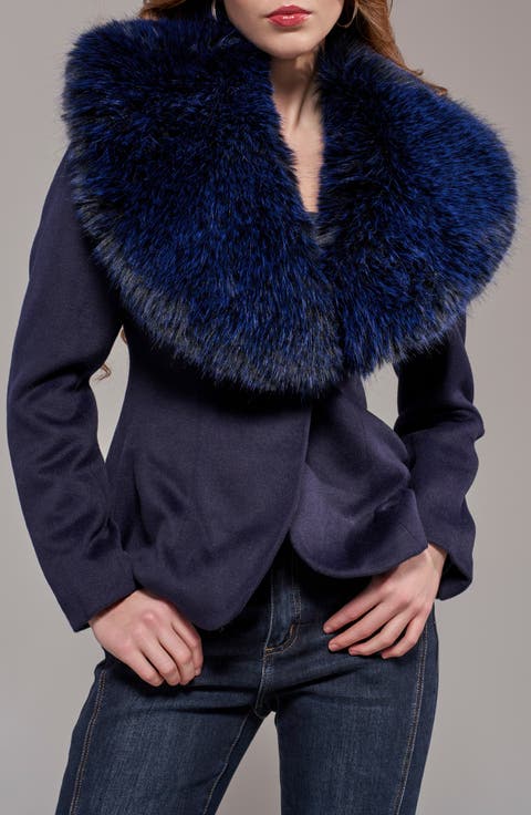 Liliane Wool Blazer with Faux Fur Collar
