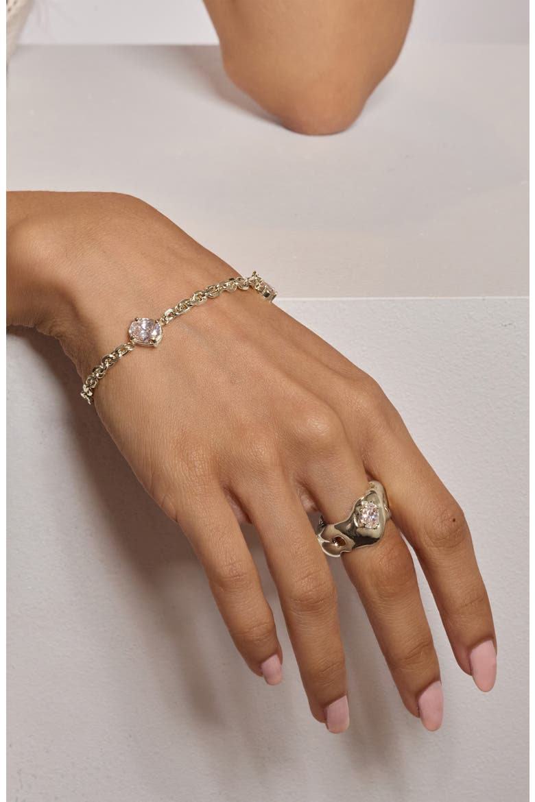 Crystal Tilt Cubic Zirconia Bracelet, Alternate, color, SILVER/ CLEAR