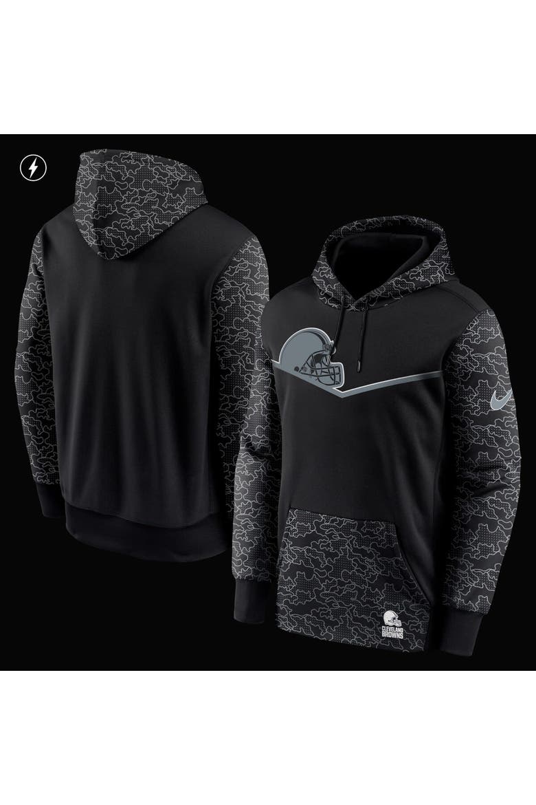 Men's Nike Black Cleveland Browns RFLCTV Chevron Pullover Hoodie, Alternate, color, Black