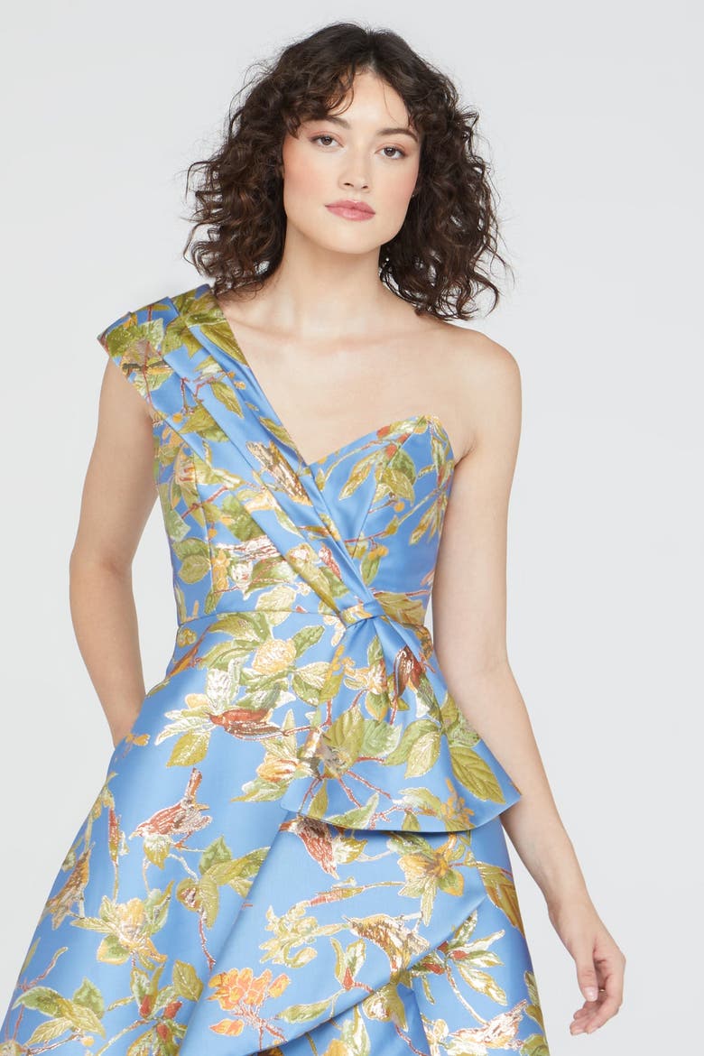 Dalia Tea Length Dress, Alternate, color, Cornflower/Marigold