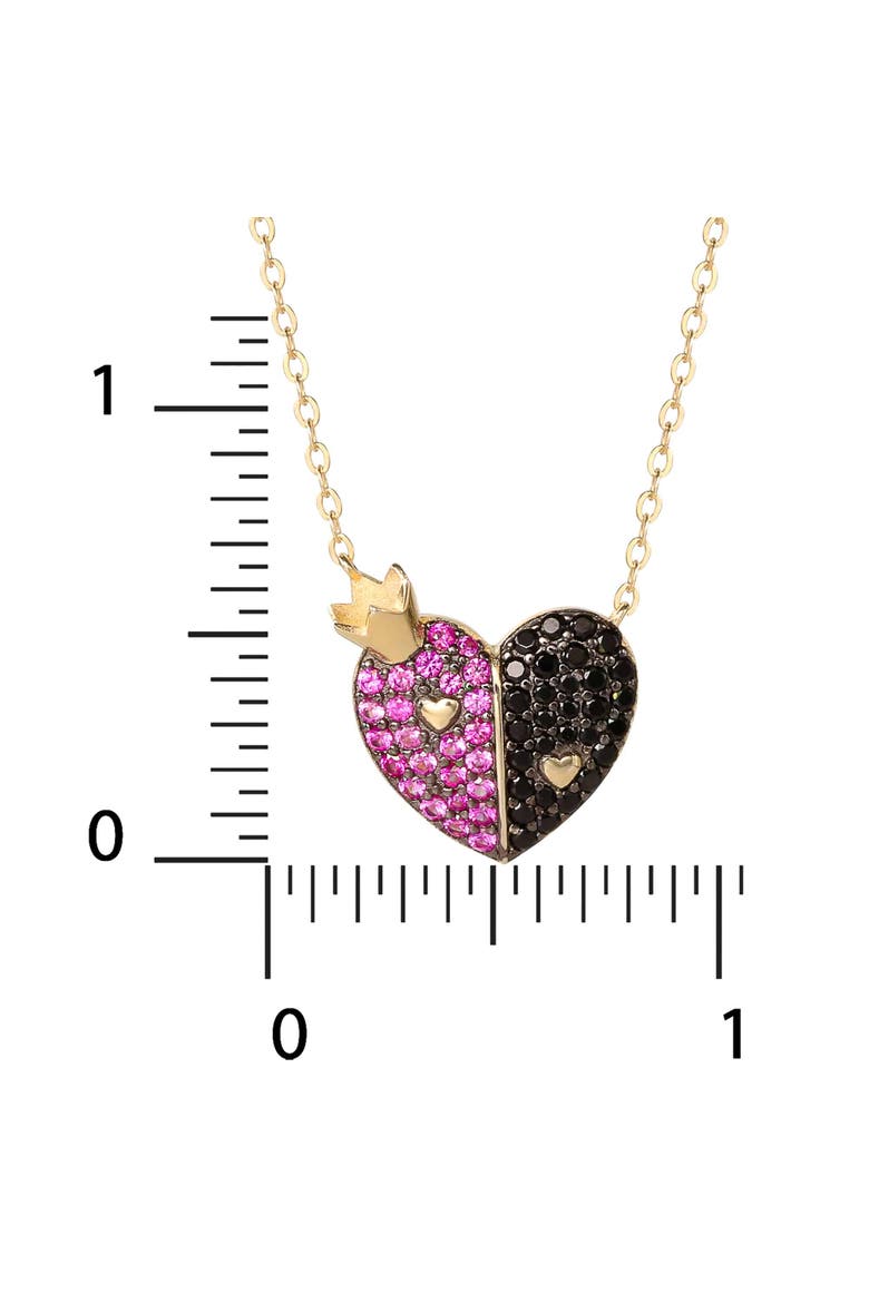 Villains Queen of Hearts Necklace, 18", 18k Gold Flash-Plated Sterling Silver, Alternate, color, Multi