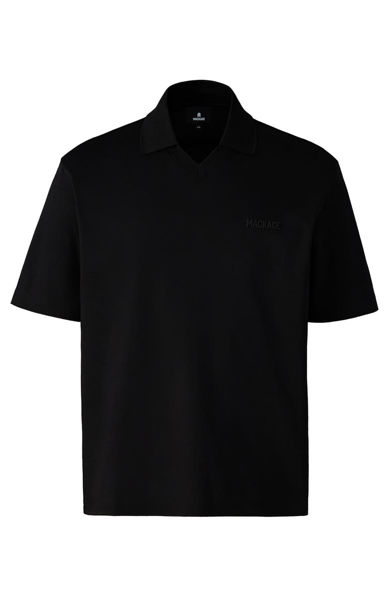 Mackage Marco Silicone Logo Organic Cotton Polo, Alternate, color, Black