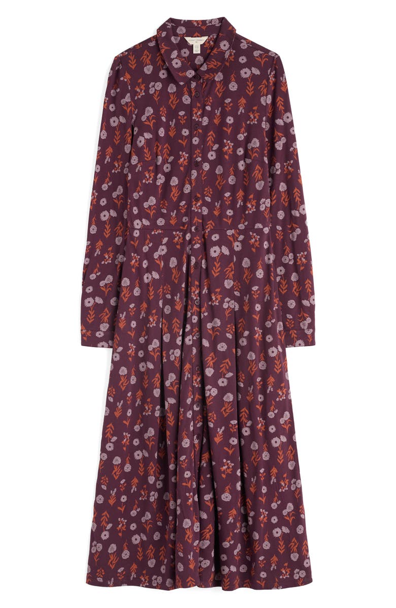 Seasalt Cornwall Coastline Print Long Sleeve Organic Cototn Blend Midi Shirtdress, Alternate, color, 