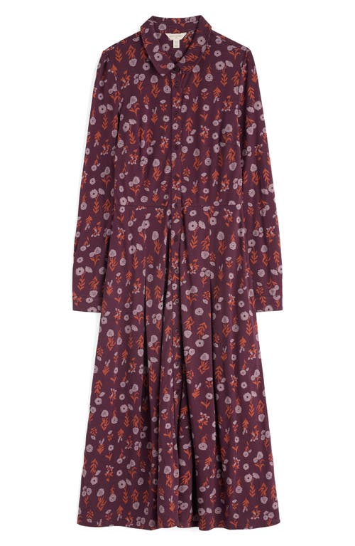 Seasalt Cornwall Coastline Print Long Sleeve Organic Cototn Blend Midi Shirtdress In Multi