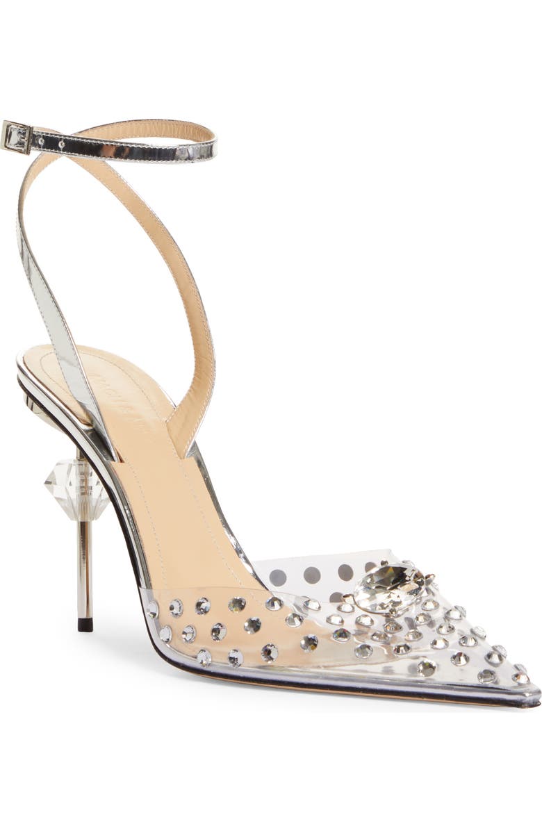 Mach & Mach Crystal Embellished Clear Ankle Strap Pump, Main, color,