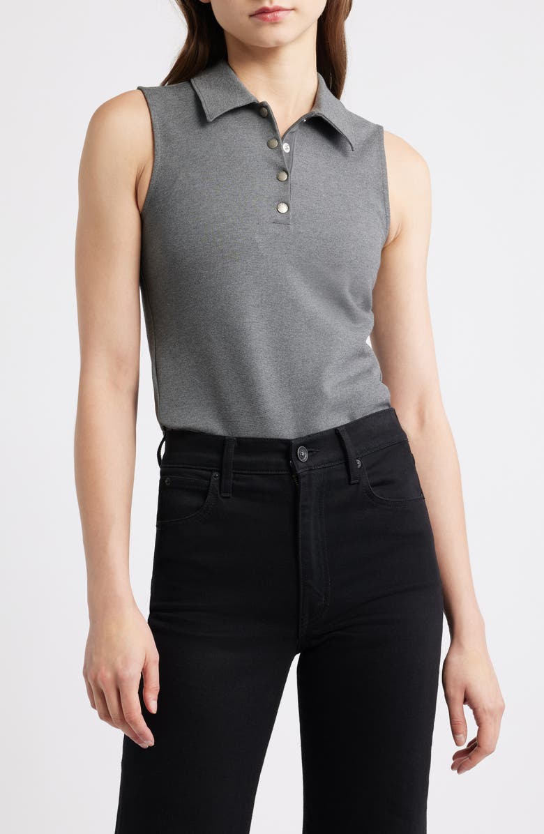 rag & bone Irina Ponte Polo Tank, Main, color, Charcoal