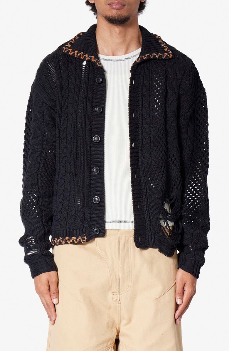 mnml Distressed Chunky Collared Cardigan, Main, color,