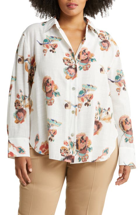 Ikat Floral Blouse (Plus Size)