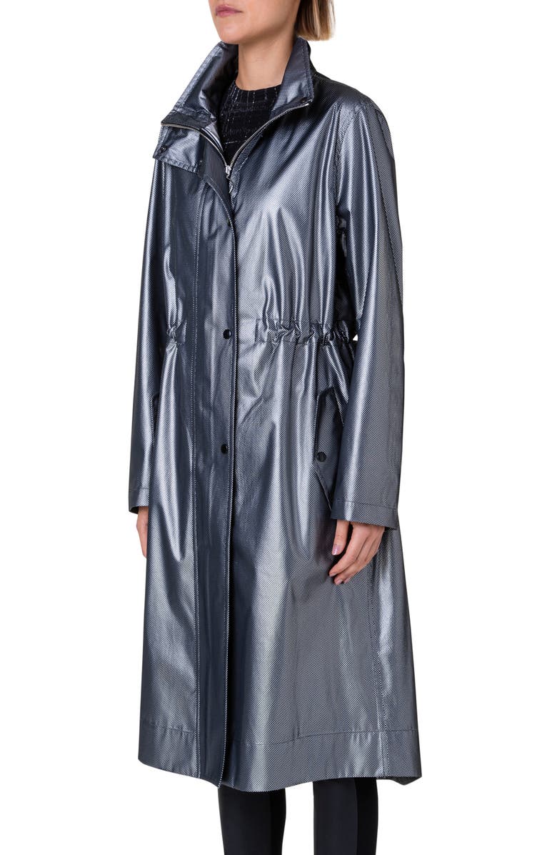 Akris punto Dot Pattern Water Repellent Trench Coat, Alternate, color, Black Silver