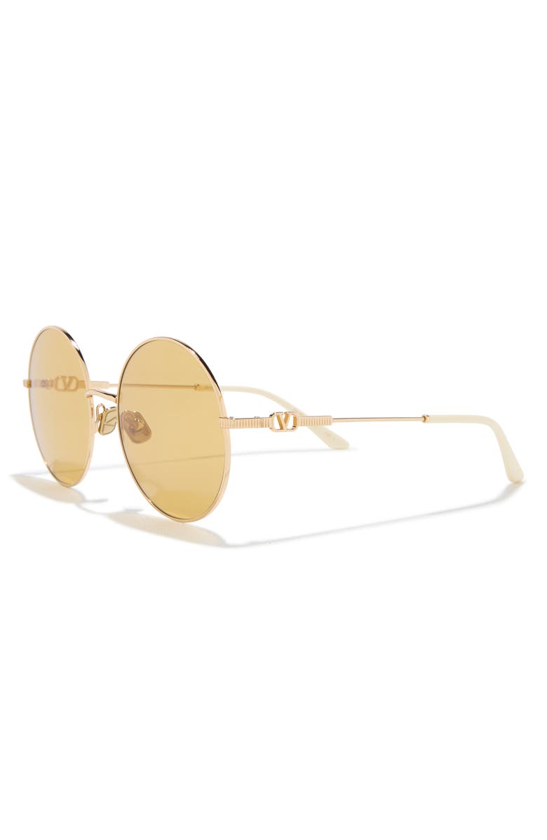 Valentino 50mm Round Sunglasses, Alternate, color, Gold Gold Amber