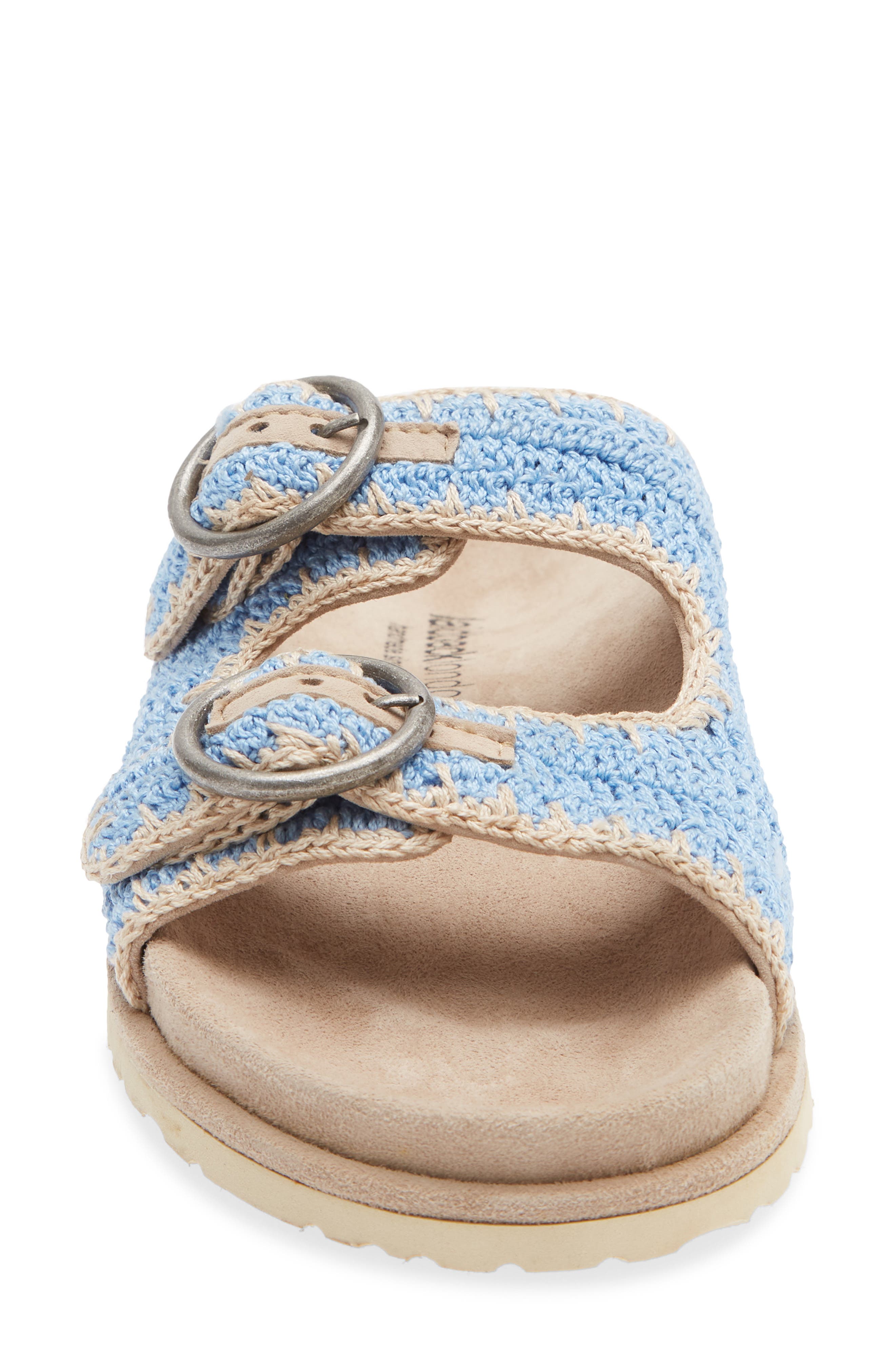 Clay Crochet Buckle Strap Slide Sandal, Alternate, color, SKY BLUE / NATURAL