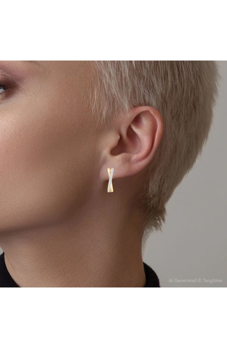 Bliss Diamond 1/2Ct Diamond Hoops Gold 10grams Lab Grown 1" Tall Women's Earrings, Alternate, color, 10K Yellow Gold