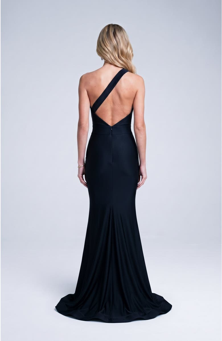 Jessica Angel Asymmetrical Cutout Mermaid Evening Gown, Alternate, color, Black