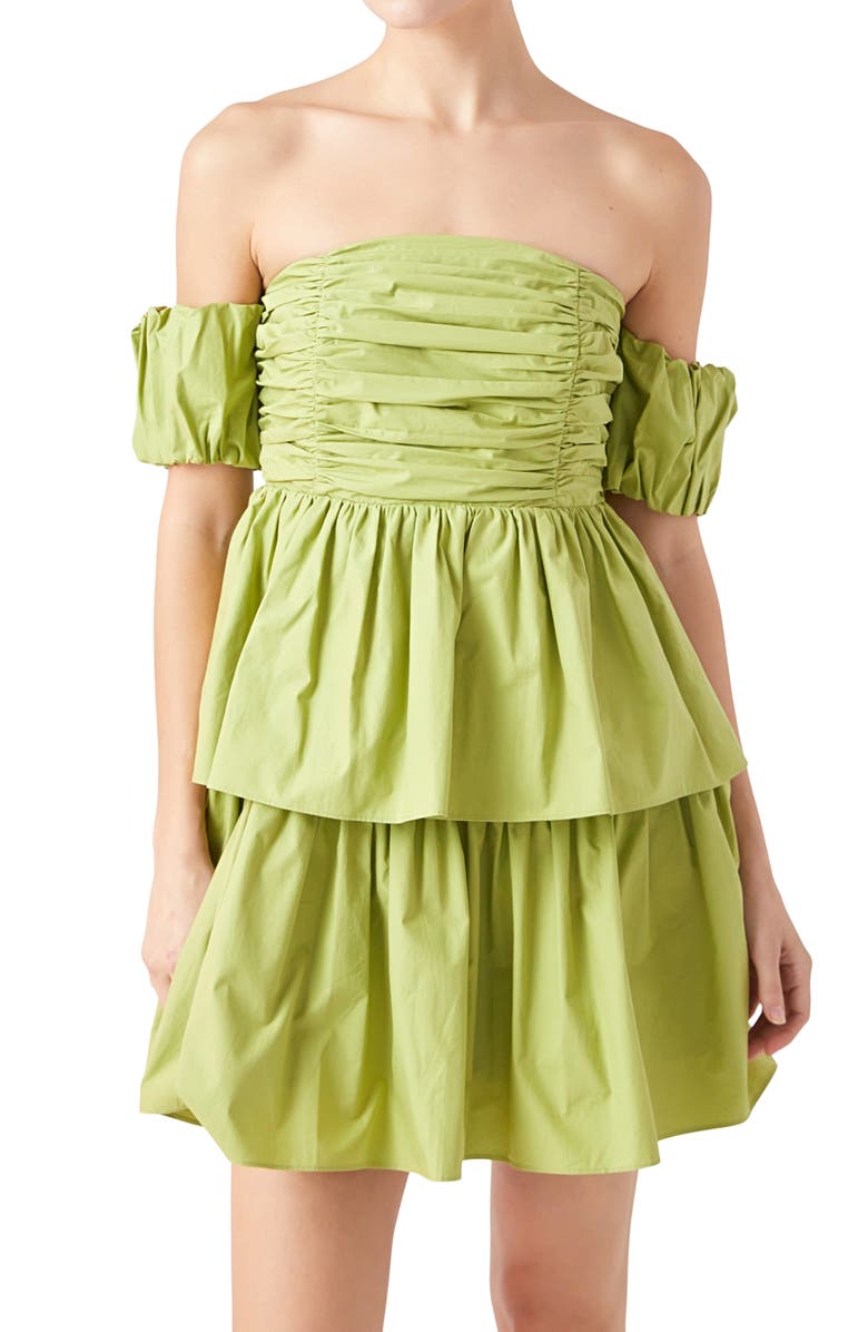 Endless Rose Ruched Tiered Off the Shoulder Minidress, Alternate, color, 
