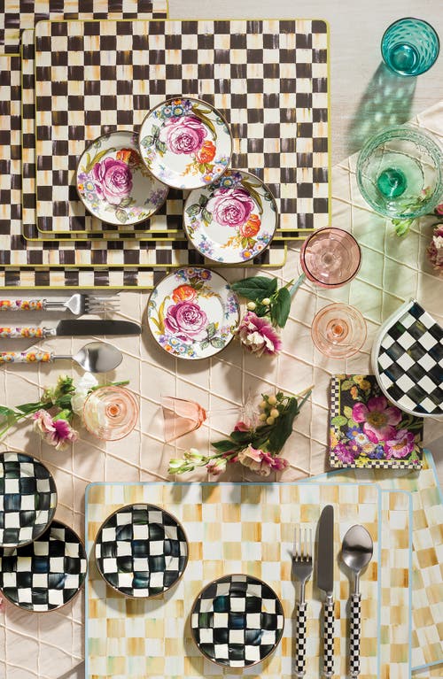 Mackenzie-childs Mackenzie Childs Flower Market Set Of 4 Enameled Steel Appetizer Plates In Multi