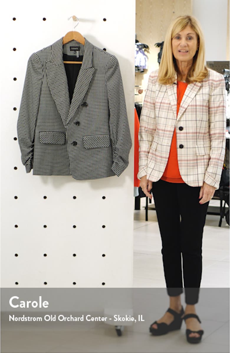 Ruched Sleeve Windowpane Blazer, sales video thumbnail