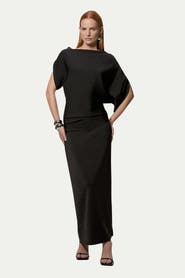 Karen Millen Dropped Waist Asymmetric Maxi Dress