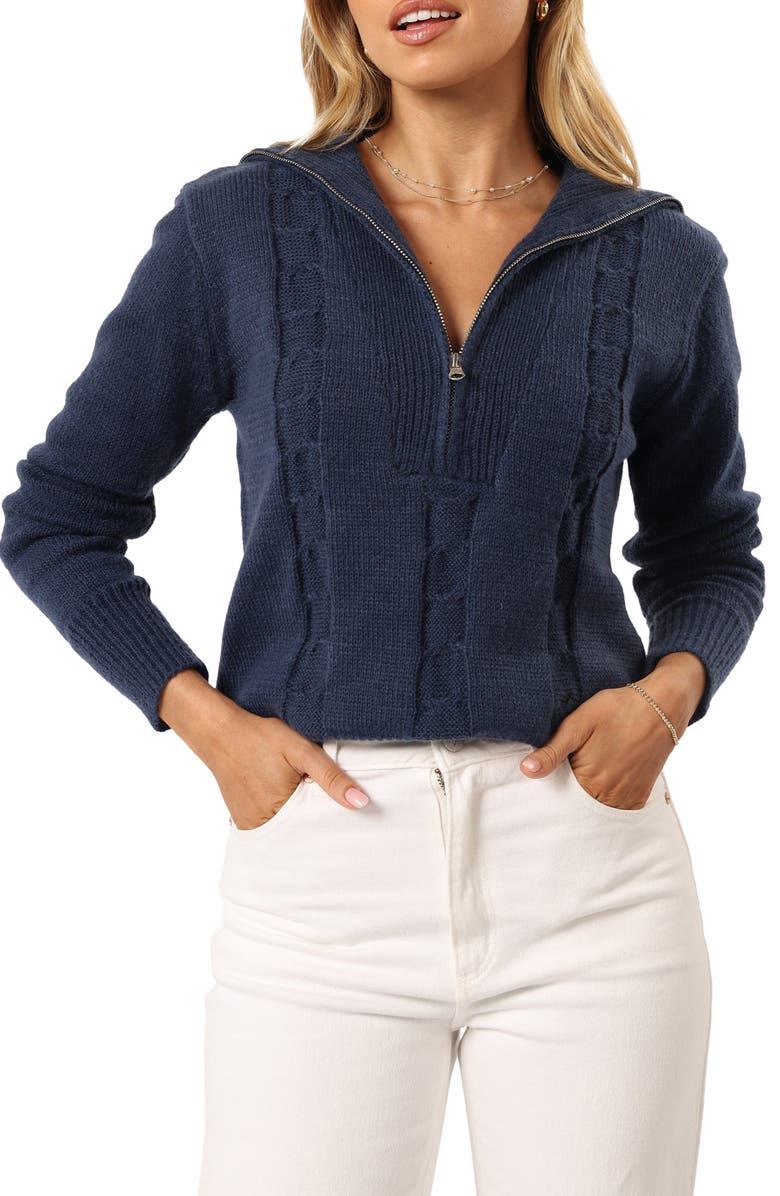 Petal & Pup Viara Half Zip Sweater, Main, color, Navy