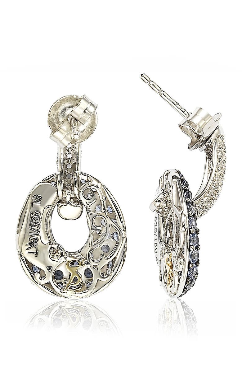 SUZY LEVIAN Sterling Silver Blue & White Sapphire and Diamond Accent Double Oval Dangle Earrings - 0.02 ctw, Alternate, color, Blue