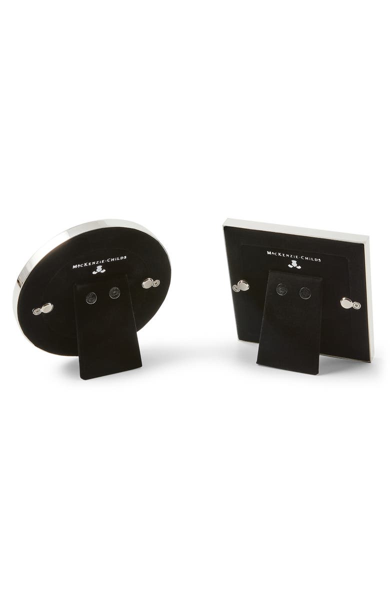 MACKENZIE CHILDS Set of 2 Courtly Check Silver Plate Assorted Picture Frames, Alternate, color, Black/ White