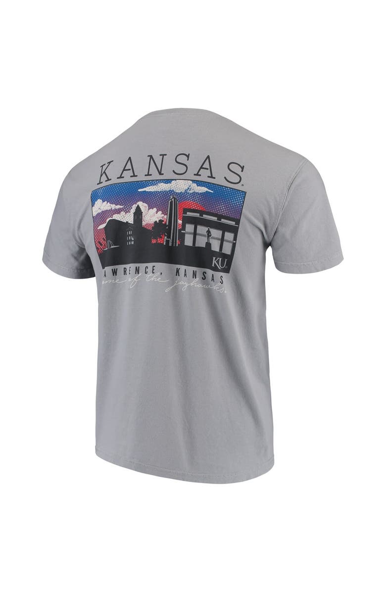 IMAGE ONE Men's Gray Kansas Jayhawks Comfort Colors Campus Scenery T-Shirt, Alternate, color, 