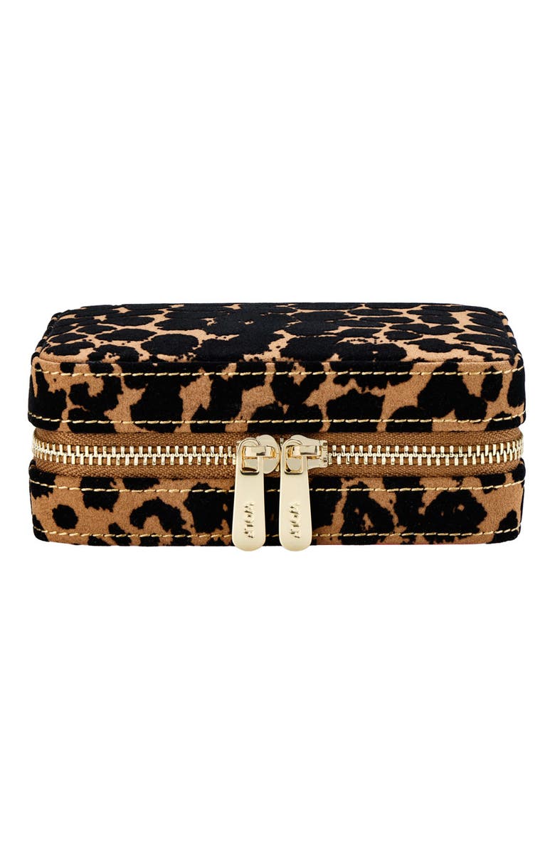 WOLF Savanna Leopard Print Jewelry Zip Case, Main, color, Tan/Black
