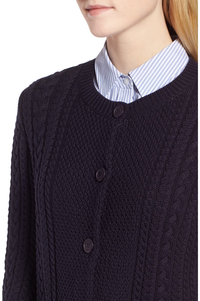 Blouson Sleeve Cardigan, Alternate, color, NAVY NIGHT