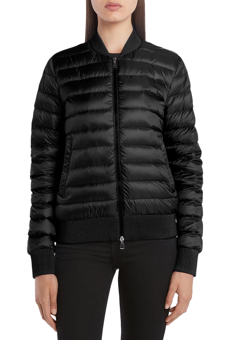 Abricot Down Bomber Jacket, Alternate, color, BLACK