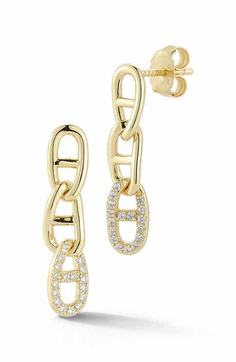 14K Gold Plated Silver Mariner Drop Earrings