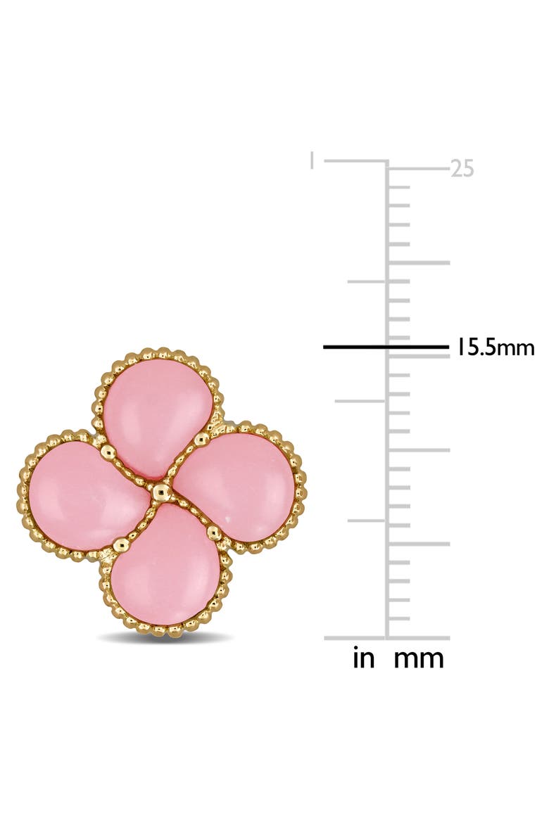 Lab-Created Gemstone Quatrefoil Flower Stud Earrings, Alternate, color, Created Pink Opal